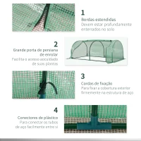 Outsunny Estufa de Jardim 200x100x80 cm para Cultivo de Plantas Sementes Estufa com Estrutura de Aço e Cobertura de Plástico Verde(m-5)