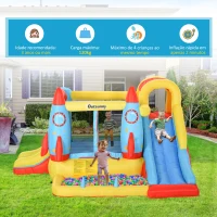 Outsunny Castelo Insuflável com 2 Escorregas Trampolim e Piscina para Crianças acima de 3 Anos com Inflador e Bolsa de Transporte para Interior Exterior 330x265x185cm Multicor(m-5)