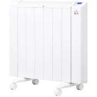 HOMCOM Aquecedor Elétrico 1500W Aquecedor Convector com Ecrã LCD 4 Modos Termostato Temporizador e 4 Rodas 67x31x68cm Branco(m-10)