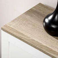 HOMCOM Aparador para Sala de Estar Móvel Buffet com 3 Portas e Prateleiras Ajustáveis 90x30x90 cm Branco e Madeira(m-9)
