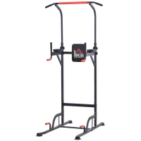 HOMCOM Torre de Exercícios Estação Multifuncional Altura Ajustável com 7 Orifícios para Treinamento Fitness para Casa Academia Escritório Carga Máxima 120kg 123x98x189-239cm Preto e Vermelho(m-11)