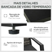 Outsunny Conjunto Móveis de Jardim Vime de 4 Peças com Sofá de 2 Lugares Poltrona Individual e Mesa de Centro Preto(m-6)