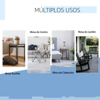 Outsunny Conjunto de 2 Mesas de Café Ø70x50 cm e Ø50x43 cm Mesas Auxiliares Redondas de Metal para Sala de Estar Dormitório Carga Máxima 25kg Preto(m-6)
