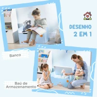 ZONEKIZ Baú Infantil 2 em 1 Baú de Armazenamento Organizador de Brinquedos com Tampa de Fechamento Seguro 60x30x50cm Azul(m-4)