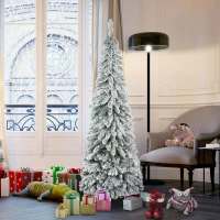 HOMCOM Árvore de Natal Artificial Nevada com 523 Ramos Suporte de Aço Dobrável Decoração para Casa Festas Ø74x180 cm Verde(m-2)