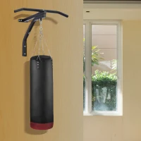 HOMCOM Barra de Elevação para Parede 2 em 1 Suporte para Saco de Boxe para Treinamento Carga Máx. 130Kg 93x47x51 cm Preto(m-2)