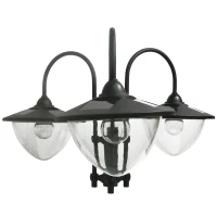 Outsunny Candeeiro Solar de Jardim com 18 Luzes LED Branco Frio 6000K Impermeável IP44 Sensor de Noite e Base em Forma de Floreira Candeeiro de Exterior para Terraço Pátio 60x55x189cm Preto(m-11)
