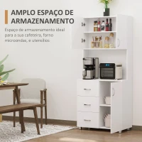 HOMCOM Armário de Armazenamento de Cozinha Armário Alto com 3 Gavetas 3 Portas e Prateleiras Interiores Ajustáveis móvel Auxiliar para Sala de Jantar Sala de Estar 80x39,5x183,5cm Branco(m-5)