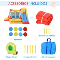 Outsunny Castelo Insuflável com 2 Escorregas Trampolim e Piscina para Crianças acima de 3 Anos com Inflador e Bolsa de Transporte para Interior Exterior 330x265x185cm Multicor(m-8)