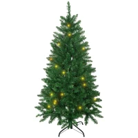 HOMCOM Árvore de Natal Artificial Ignífugo com 502 Ramos 150 Luzes LED IPX2 8 Modos Folhas de PVC Base Dobrável e Suporte Metálico Verde(m-11)