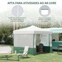Outsunny Tenda Dobrável Tenda de Jardim com Proteção UV30 Altura Ajustável em 3 Níveis 2 Janelas e Bolsa de Transporte 2,7x2,7cm Branco e Verde(m-6)