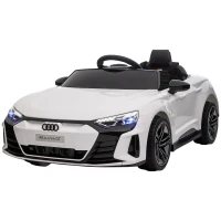 HOMCOM Carro Elétrico AUDI RS E-Tron GT 12V com 2 Motores Controlo Remoto Faróis LED Buzina Música USB 3-5km/h 103x58x41cm Branco(m-11)