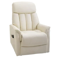 HOMCOM Poltrona Levanta Pessoas Reclinável com Apoio para os Pés Controlo Remoto Reclinação 145° e Bolso Lateral 80x94x104 cm Creme(m-11)