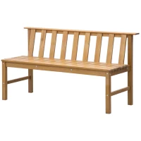 Outsunny Banco de Jardim de 3 Lugares Banco de Exterior de Madeira com Encosto de Ripas 144x60x77 cm Madeira(m-11)