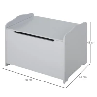 HOMCOM Caixa de Armazenamento de Madeira para Brinquedos Baú Organizador para Crianças acima de 3 Anos com Tampa para Livros Roupas 60x40x48cm Cinza(m-3)