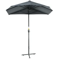 Outsunny Chapéu de Sol de Parede com Manivela Mastro de Aço Base Cruzada 190x200x240 cm Cinza(m-11)