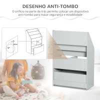 HOMCOM Estante de Madeira para Brinquedos com 3 Compartimentos 2 Prateleiras e Gaveta Móvel com 4 Rodas 60x29,9x90cm Cinza(m-6)