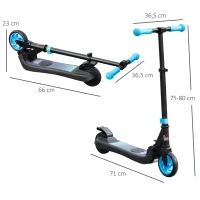 HOMCOM Trotinete Elétrica para Crianças acima de 6 Anos Trotinete Elétrica Dobrável com Altura Ajustável Bateria 24V Velocidade Máxima 8km/h Carga Máxima 50kg 71x36,5x75-80cm Azul(m-3)