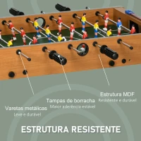 HOMCOM Mesa de Matraquilho para Crianças e Adultos Matraquilho 69x37x70cm com 2 Bolas 6 Hastes Metálicas 2 Placares de Pontos 18 Jogadores Pés Dobrável para Familias Festas Madeira(m-5)