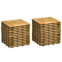Outsunny Conjunto de 27 Peças de Deck de Madeira para Exterior 30x30cm Área de 2,43 m² com Sistema Clic Madeira(m-11)