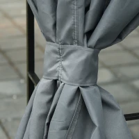 Outsunny Pérgola de Jardim 3x3 Pérgola com 4 Cortinas Laterais Removíveis com Zíper 8 Orifícios de Drenagem e Duplo Teto Cinza Escuro(m-8)