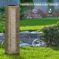 Outsunny Candeeiro Solar de Vime Sintético com Luzes LED Ligar/Desligar Automático para Varanda Pátio 15,5x15,5x69cm Marrom Areia(m-7)