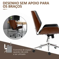 Vinsetto Cadeira de Escritório Operativa Giratória em PU com Altura Ajustável Função Inclinação 51x65,5x82-92cm Preto(m-5)
