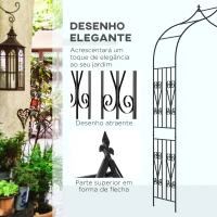 Outsunny Arco de Jardim de Metal Arco de Jardim para Plantas Trepadeiras Exterior Pátio 140x60x265 cm Preto(m-5)