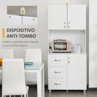 HOMCOM Armário de Armazenamento de Cozinha Armário Alto com 3 Gavetas 3 Portas e Prateleiras Interiores Ajustáveis móvel Auxiliar para Sala de Jantar Sala de Estar 80x39,5x183,5cm Branco(m-8)