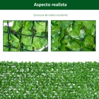 Outsunny Vedação Artificial em Rolo 3x1,5m Vedação de Privacidade para Balcão Jardim Exterior Planta Decorativa de Parede PE Verde(m-6)