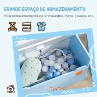 ZONEKIZ Baú Infantil 2 em 1 Baú de Armazenamento Organizador de Brinquedos com Tampa de Fechamento Seguro 60x30x50cm Azul(m-6)