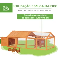 PawHut Galinheiro de Madeira para 4-8 Galinhas com Teto Abatível Cercado Portas com Fechadura e Caixa Ninho 240x112,5x76cm Madeira(m-6)