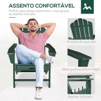 Outsunny Cadeira Adirondack com Apoio para os Pés Apoio para os Braços e Encosto Alto para Varanda Exterior 78x135x95cm Verde Escuro(m-5)