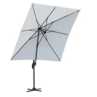 HOMCOM Chapéu de Sol de Jardim 245x245x248cm Chapéu de Sol Excêntrico com Rotação 360° Inclinação de 5 Níveis com Manivela e Ventilação para Pátio Terraço Creme(m-7)