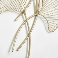 HOMCOM Decoração de Parede de Metal Folhas de Ginkgo 3D Arte de Parede Suspensa  51x94,5cm Dourado(m-8)