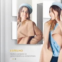 HOMCOM Conjunto de Móveis de Entrada com Espelho e Gaveta Estilo Moderno 75x4x70cm e 75x29x20cm Branco e Madeira(m-5)