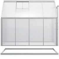 Outsunny Estufa de Jardim de Policarbonato e Alumínio Estufa de Exterior com Porta Corredeira e 2 Clarobóias para Cultivo de Plantas Sementes 190x253x199cm Transparente(m-11)