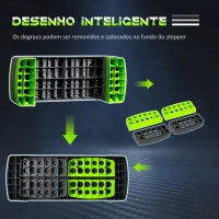 HOMCOM Plataforma Step Fitness com Altura Ajustável de 10/15/20cm Plataforma de Exercício 78x28x20cm Verde e Cinza(m-4)