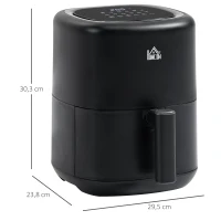 HOMCOM Fritadeira sem Óleo 3L Fritadeira de Ar Quente 1300W com 12 Programas Tela LED Tátil Temporizador Temperatura Ajustável e Cesta Antiaderente 29,5x23,8x30,3cm Preto(m-3)