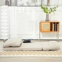 HOMCOM Vloerstoel met Bedfunctie, Verstelbare Rugleuning, Opvouwbaar, tot 120kg, 70 x 41 x 56 cm, Beige(m-7)