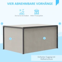 Outsunny Pavillon, ausziehbares Dach, Aluminium & Stahl, 295x295x220cm, Beige.(m-5)