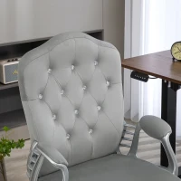 Vinsetto Bureaustoel met Kantelfunctie, Hoogte Verstelbaar, Fluwelen Look, tot 120 kg, Lichtgrijs(m-8)