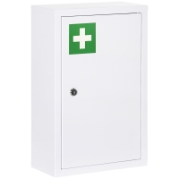 Kleankin Medicijnkast, afsluitbaar, verplaatsbare planken, stalen behuizing, 30x14x46 cm, Wit