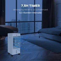 HOMCOM Klimatyzator przenośny z nawilżaczem, 3 tryby i prędkości, timer, Biały(m-8)