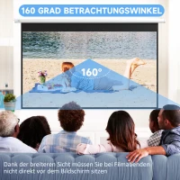HOMCOM Projector Scherm, 16:9 Formaat, Afstandsbediening, 266 x 149 cm (120 Inch), Wit(m-5)