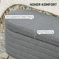 HOMCOM Bedbank met opbergruimte, Teddy-Fleece, 116x41x40,5cm, Lichtgrijs(m-5)
