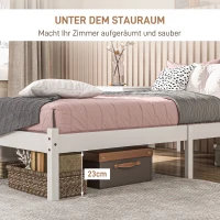 HOMCOM Eenpersoonsbed Frame, Hoofdbord & Lattenbodem, 26cm Opslagruimte onder Bed, Grenenhoud, 208x96x70 cm, Wit(m-4)