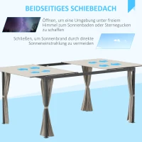 Outsunny Pavillon, ausziehbares Dach, Aluminium & Stahl, 295x295x220cm, Beige.(m-4)