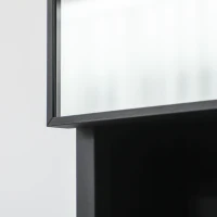 kleankin Spiegelkast, Badkamerkast, 3 Niveaus, Roestvrij Staal, 59,7x13,3x69,9cm, Zwart(m-7)