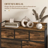 HOMCOM Ladenkast, Dressoir met 7 Stoffen Laden, Industrieel Ontwerp, Stalen Frame, 98x29x85cm, Bruin/Zwart(m-5)